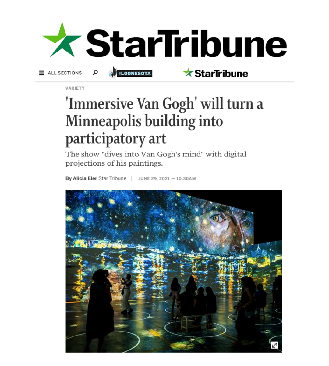 Star Tribune 'Immersive Van Gogh' will turn a Minneapolis building